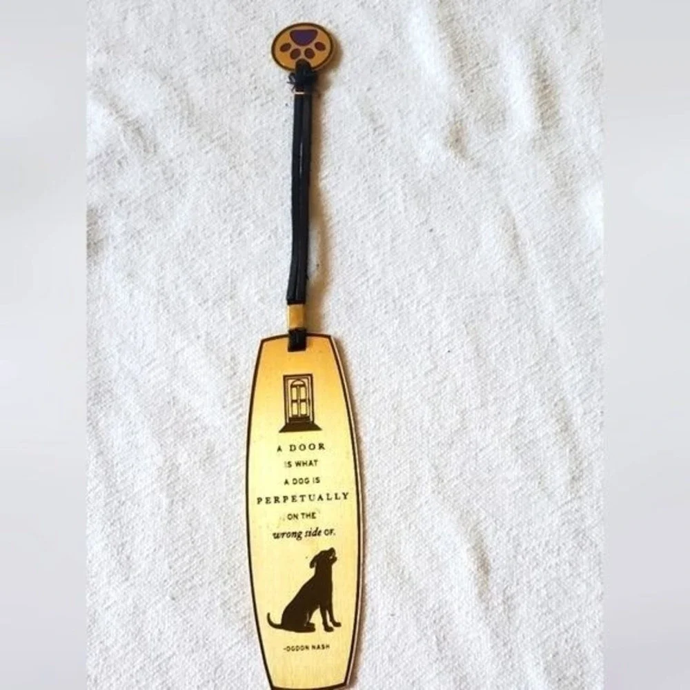 Kingsheart Forge Brass Dog Bookmark Ogden Nash Quote Paw Charm 2003 Vintage
